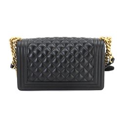 CHANEL Boy Chanel Chain Shoulder Bag Caviar Skin Black A67086 Gold Metal Fittings