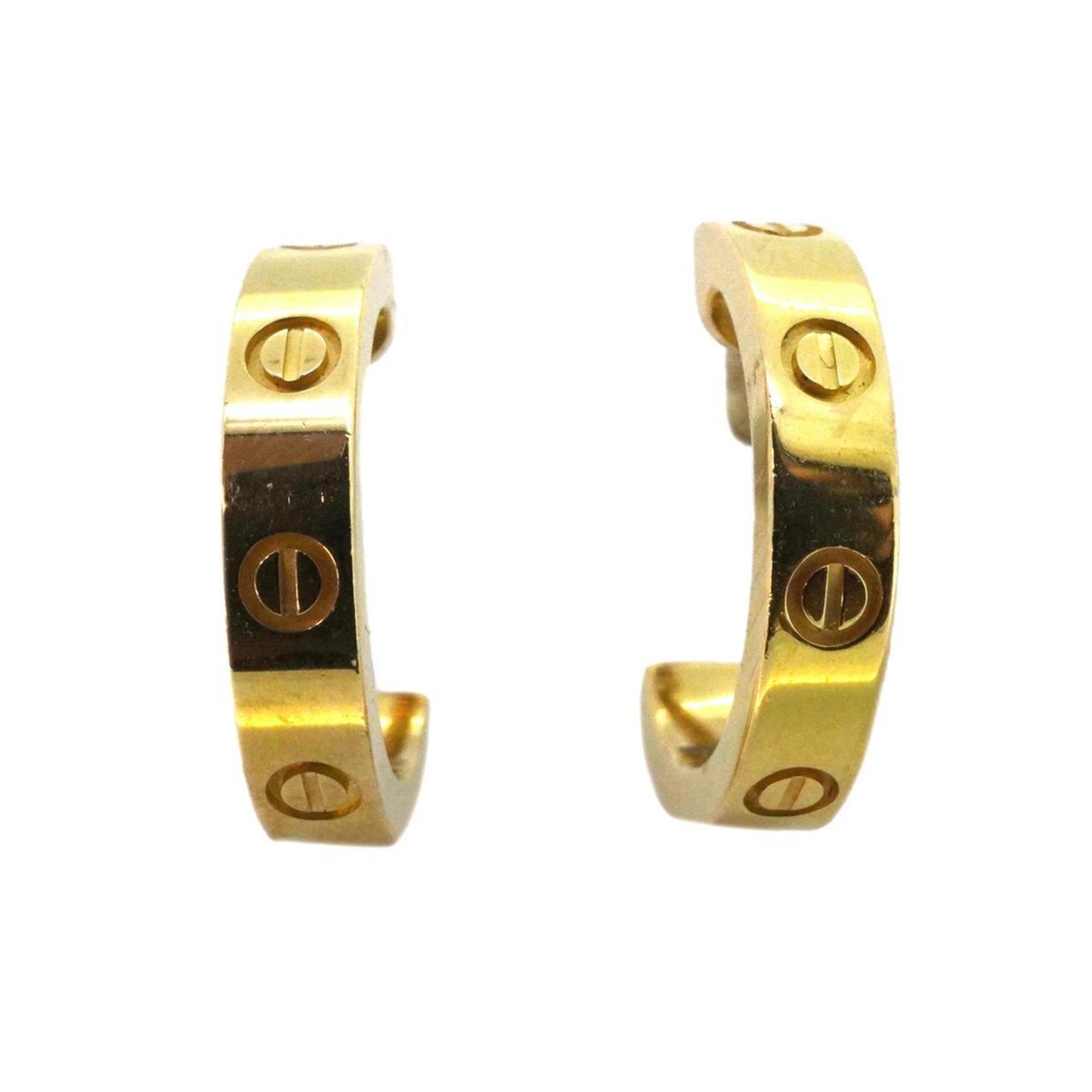 Cartier Love Hoop Earrings K18YG Yellow Gold Ladies