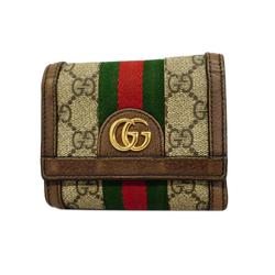 Gucci Tri-fold Wallet Ophidia 523174 Brown Beige Women's