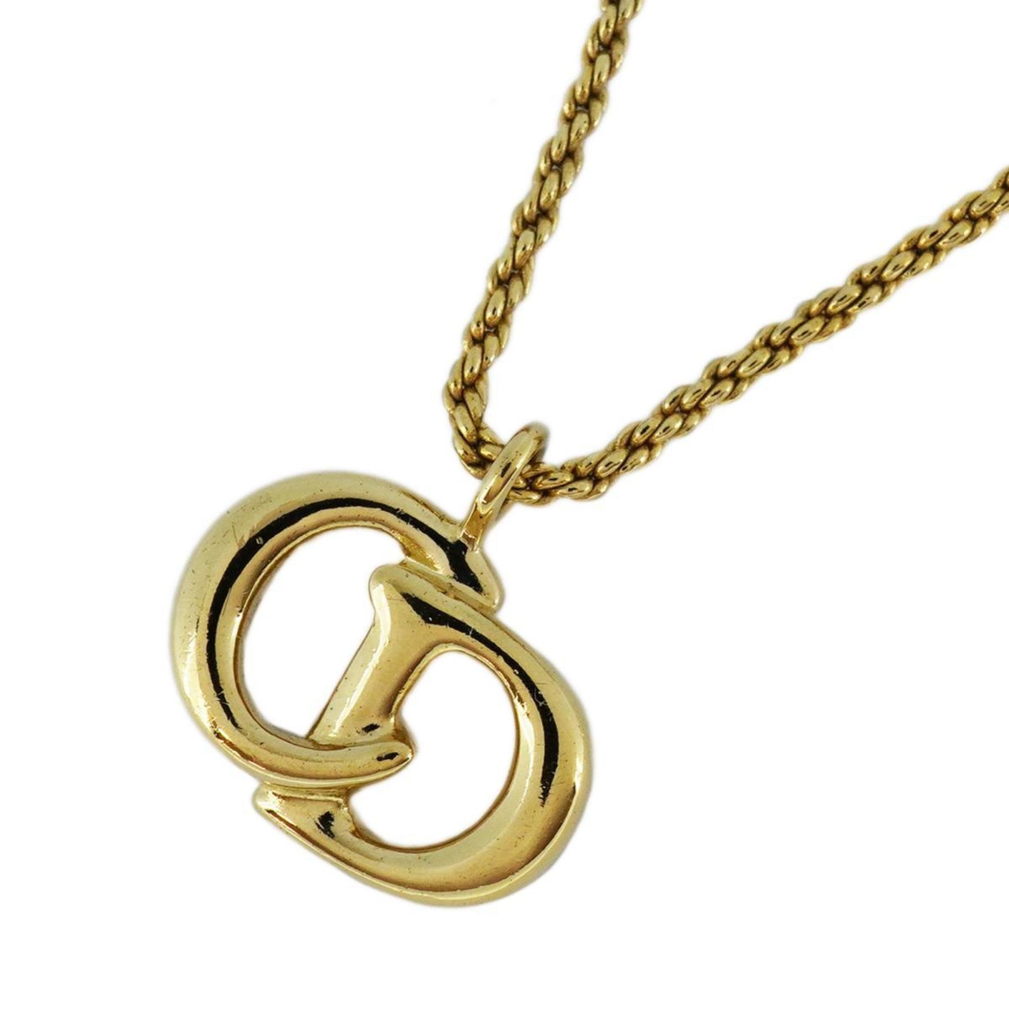 Christian Dior Necklace CD GP Plated Gold Women's