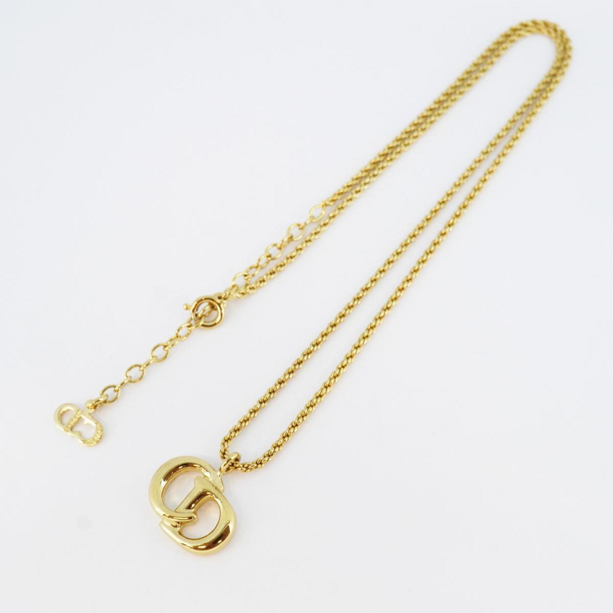 Christian Dior Necklace CD GP Plated Gold Women's