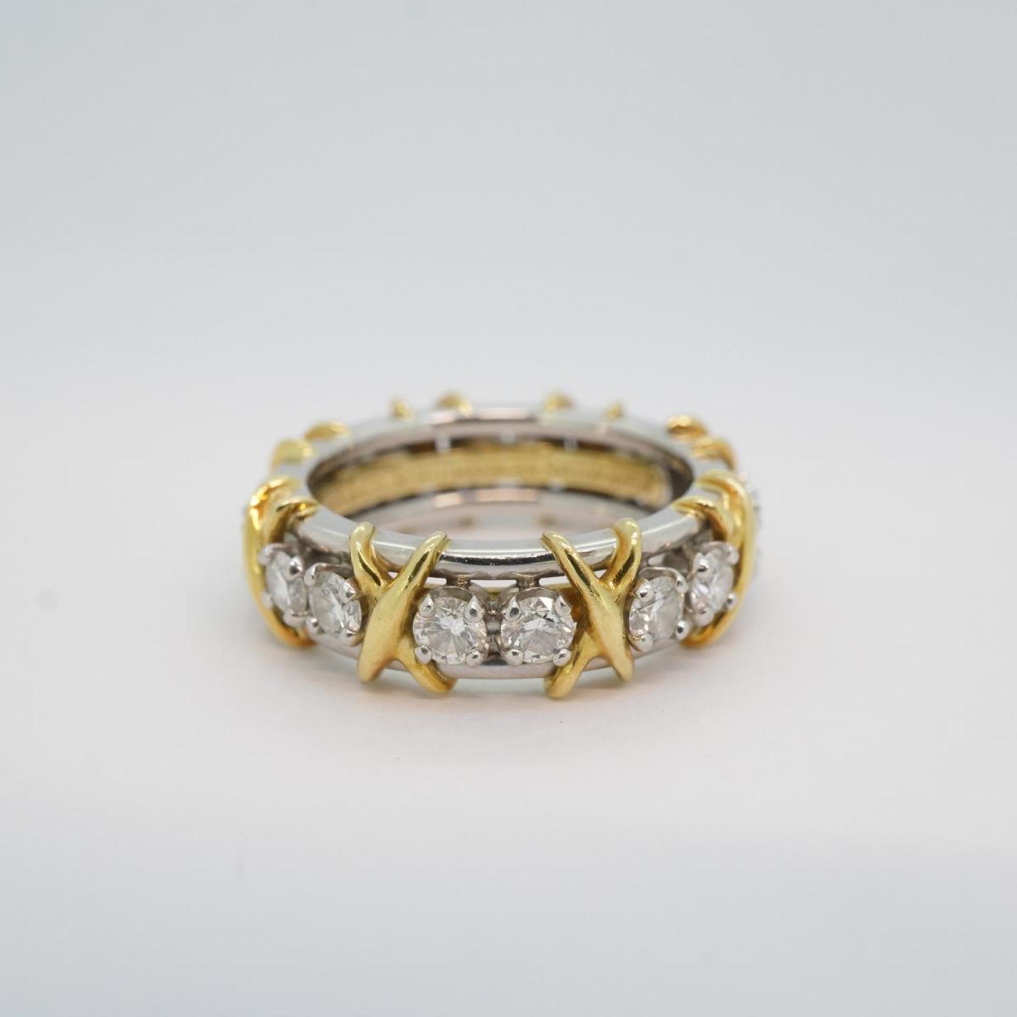 Tiffany Ring Jean Schlumberger 16PD Diamond K18YG Yellow Gold Pt950 Platinum Women's