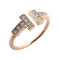 Tiffany Ring T Wire Diamond K18PG Pink Gold Women's