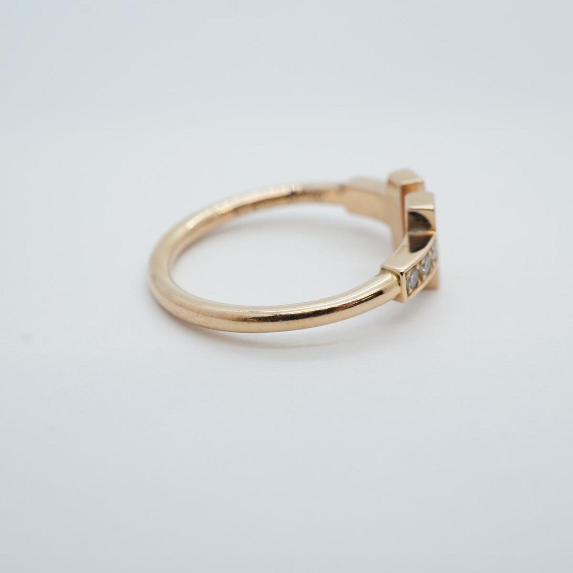 Tiffany Ring T Wire Diamond K18PG Pink Gold Women's