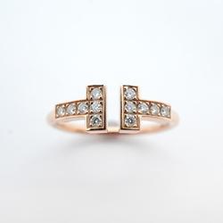 Tiffany Ring T Wire Diamond K18PG Pink Gold Women's