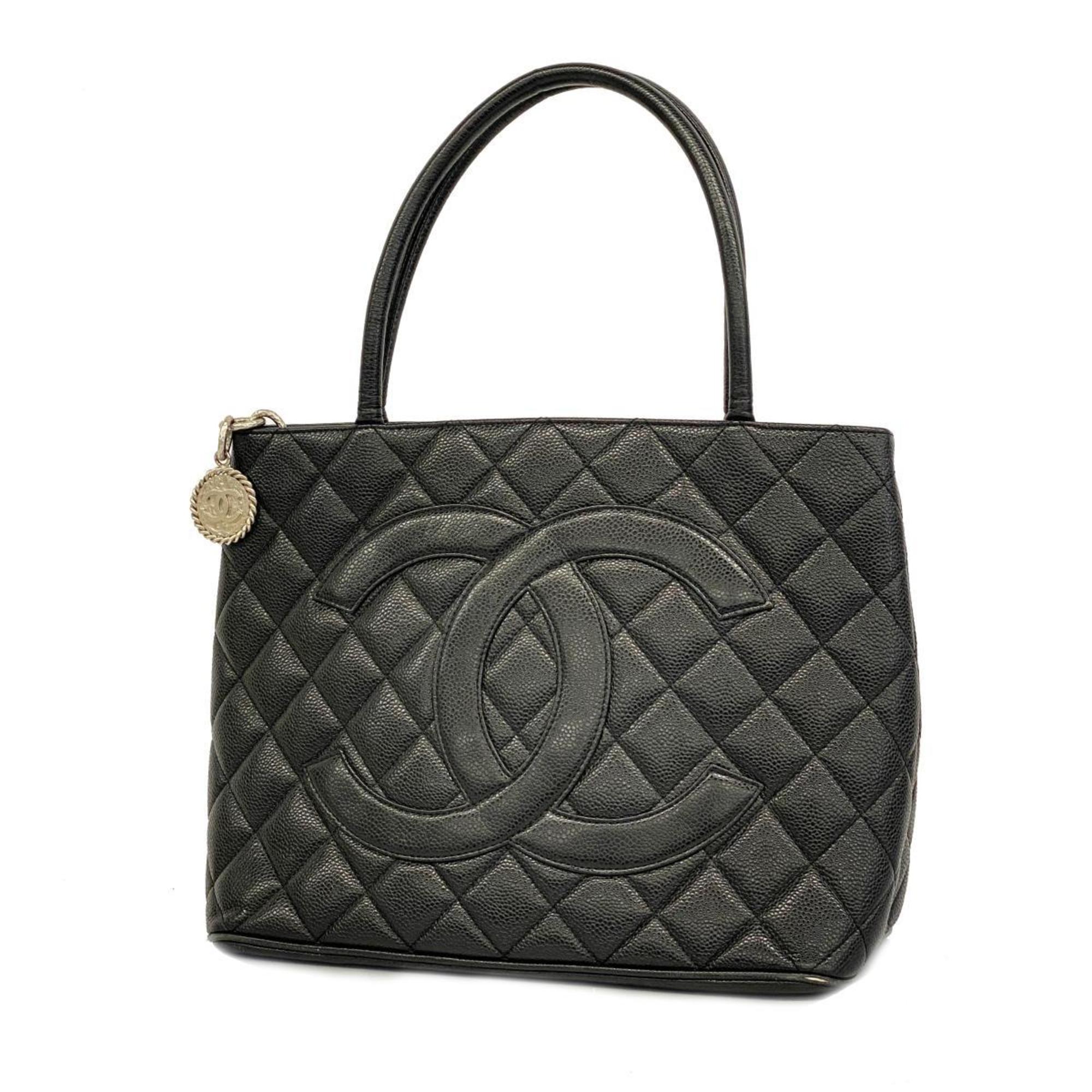 Chanel Tote Bag Reproduction Caviar Skin Black Women's