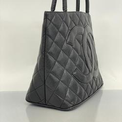 Chanel Tote Bag Reproduction Caviar Skin Black Women's