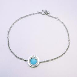 Tiffany Bracelet T Toe Circle Diamond K18WG White Gold Turquoise Blue Women's