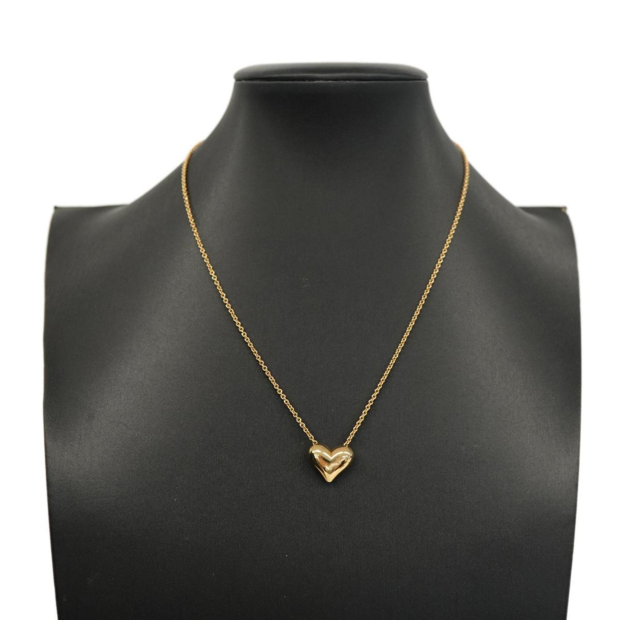 Tiffany Necklace Pinched Heart K18YG Yellow Gold Women's