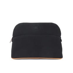 Hermes Bolide Pouch MM Cotton Canvas Leather Black Silver Hardware