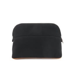 Hermes Bolide Pouch MM Cotton Canvas Leather Black Silver Hardware