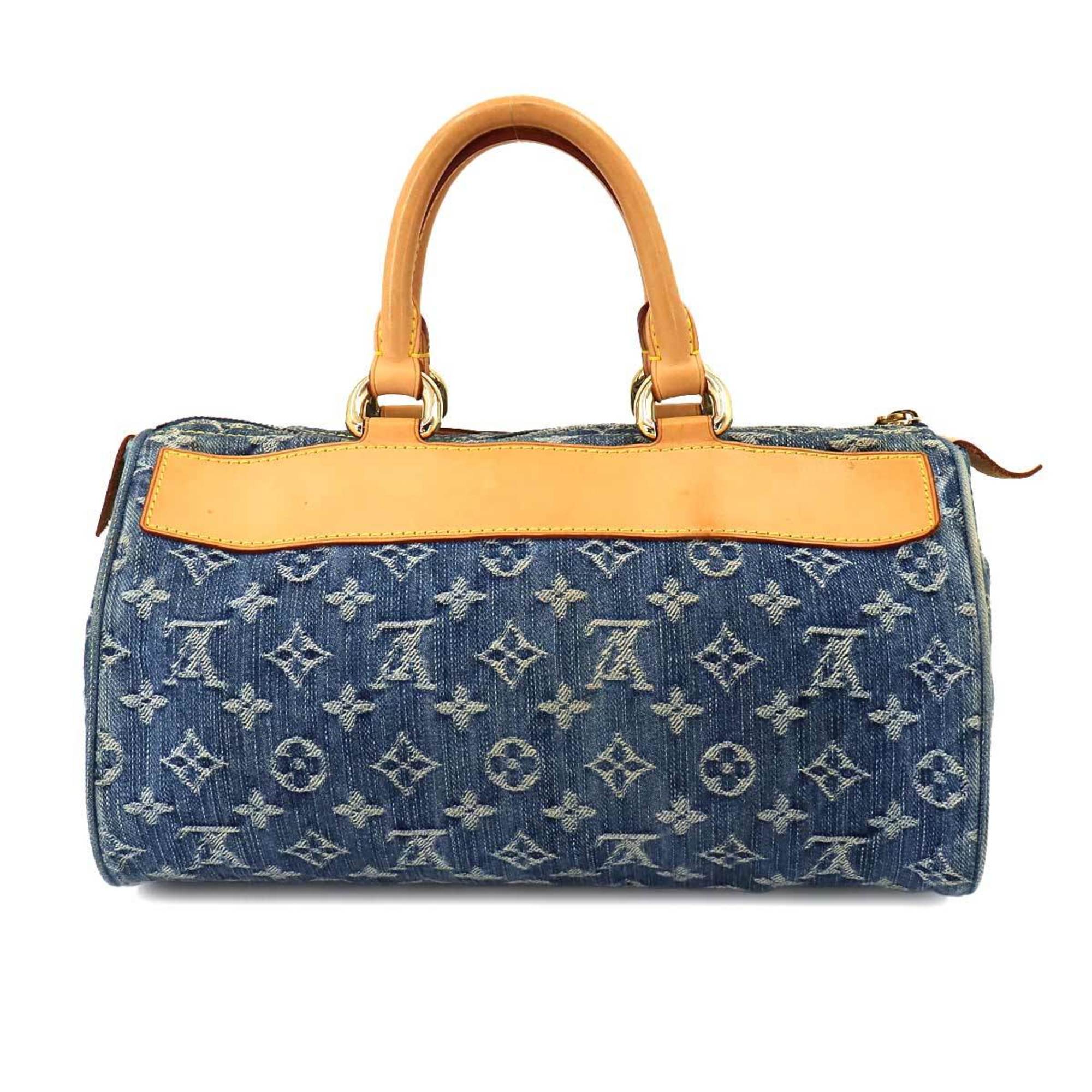 Louis Vuitton LOUIS VUITTON Monogram Denim Neo Speedy Handbag Canvas Leather Blue M95019