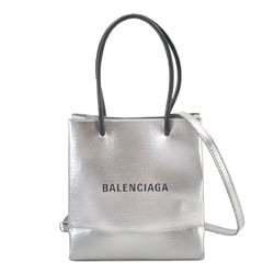 BALENCIAGA Tote XXS 2way Shoulder Bag Leather Silver 597858 Shopping