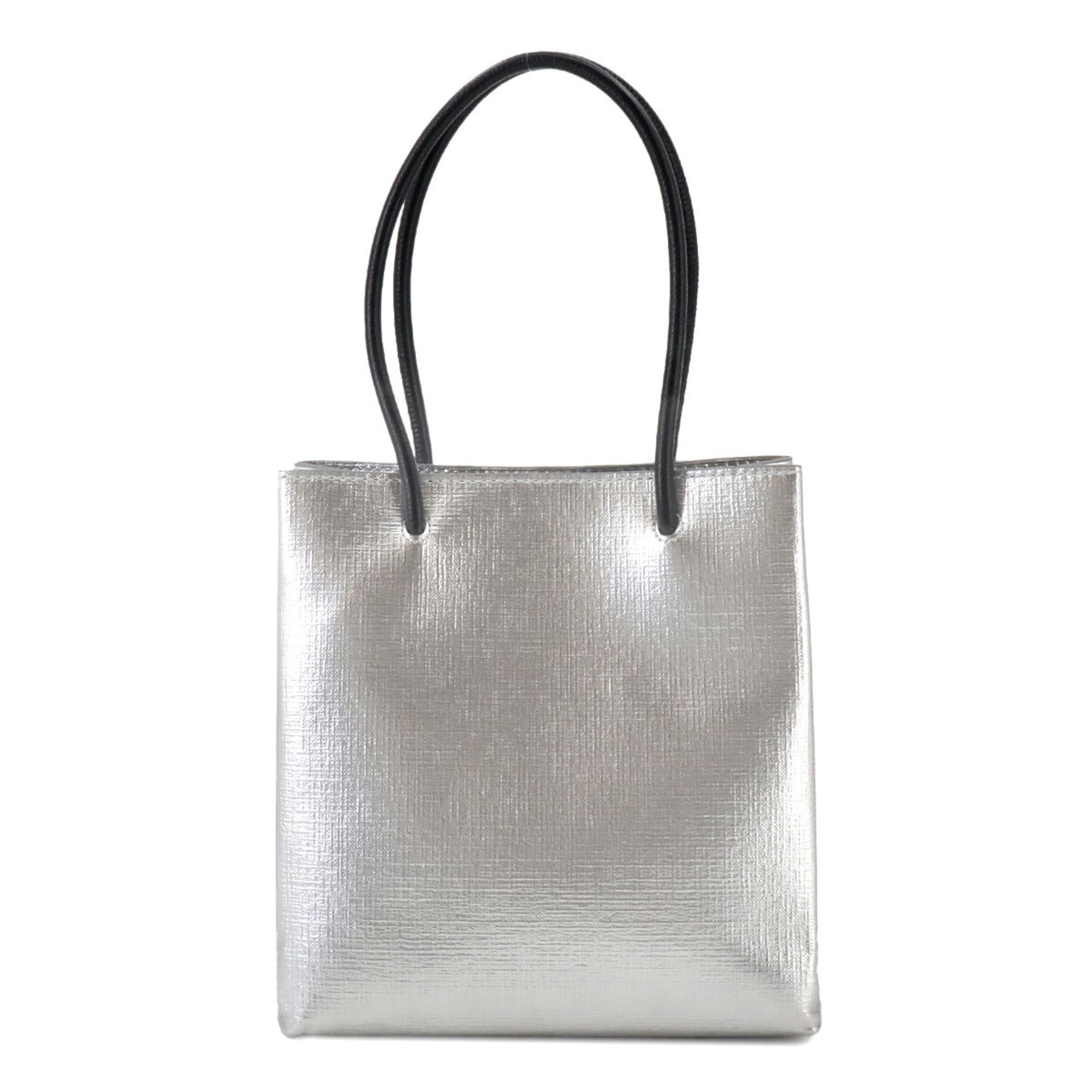 BALENCIAGA Tote XXS 2way Shoulder Bag Leather Silver 597858 Shopping