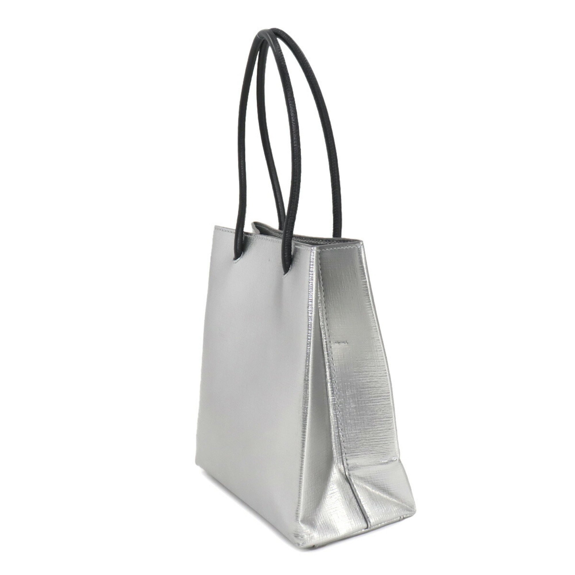 BALENCIAGA Tote XXS 2way Shoulder Bag Leather Silver 597858 Shopping