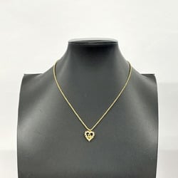 Christian Dior Necklace Heart Motif Rhinestone GP Plated Gold Women's