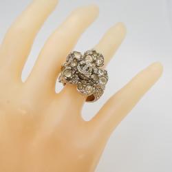 Chanel Ring Coco Mark Camellia Rhinestone Metal Silver 06V Women's