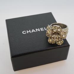 Chanel Ring Coco Mark Camellia Rhinestone Metal Silver 06V Women's