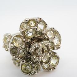 Chanel Ring Coco Mark Camellia Rhinestone Metal Silver 06V Women's