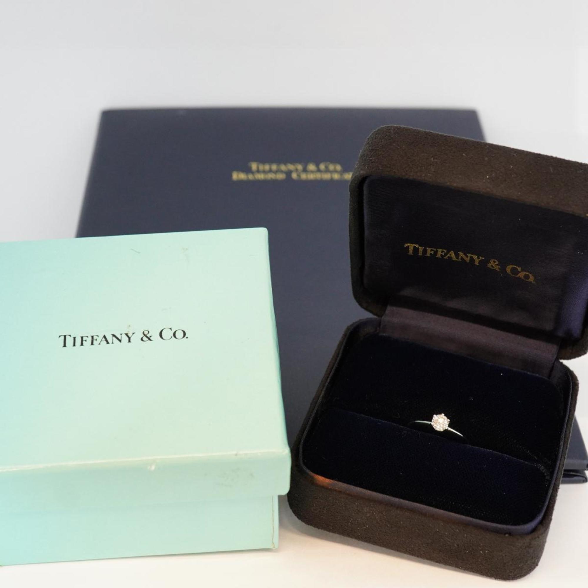 Tiffany Ring Solitaire 1PD Diamond Pt950 Platinum 0.34ct Ladies