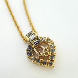 Christian Dior Necklace Rhinestone GP Plated Gold Women's