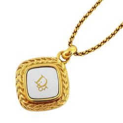 Christian Dior Necklace Diamond Shape GP Plated Gold Silver Women's