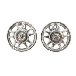 Chanel Earrings Coco Mark Circle Metal Silver 97A Women's