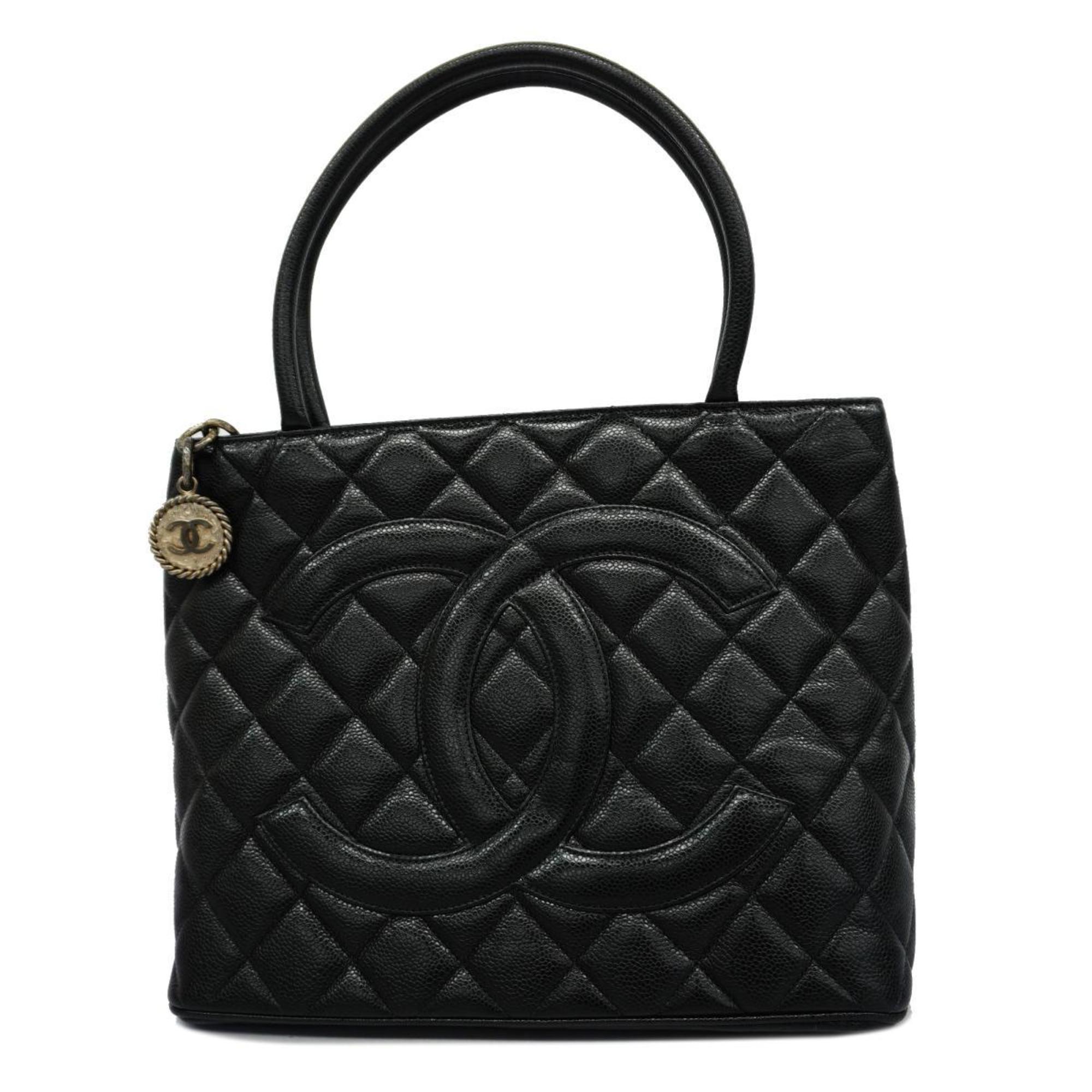 Chanel Tote Bag Reproduction Caviar Skin Black Women's