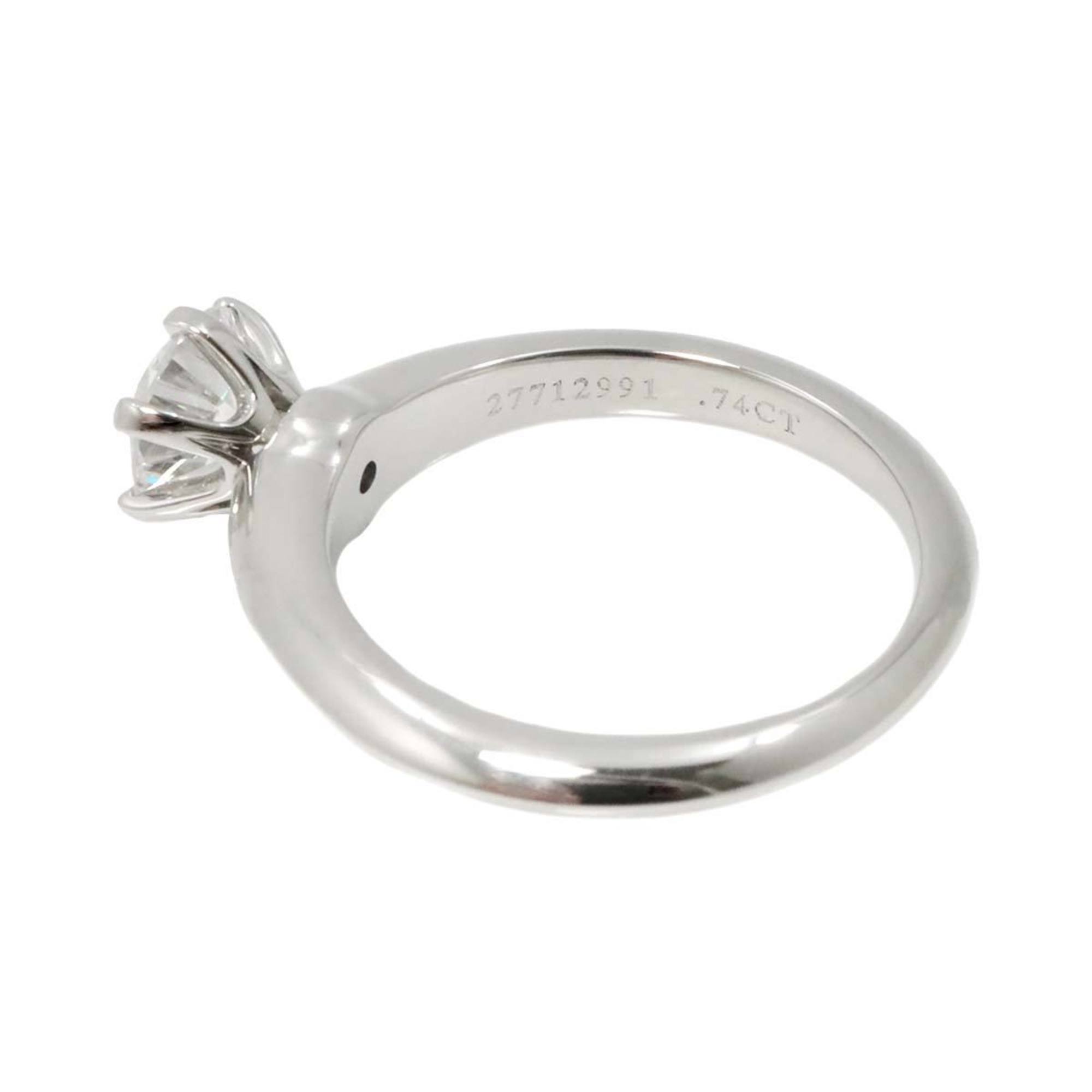 Tiffany & Co. Solitaire Diamond 0.74ct E VS1 EX Ring Pt Platinum