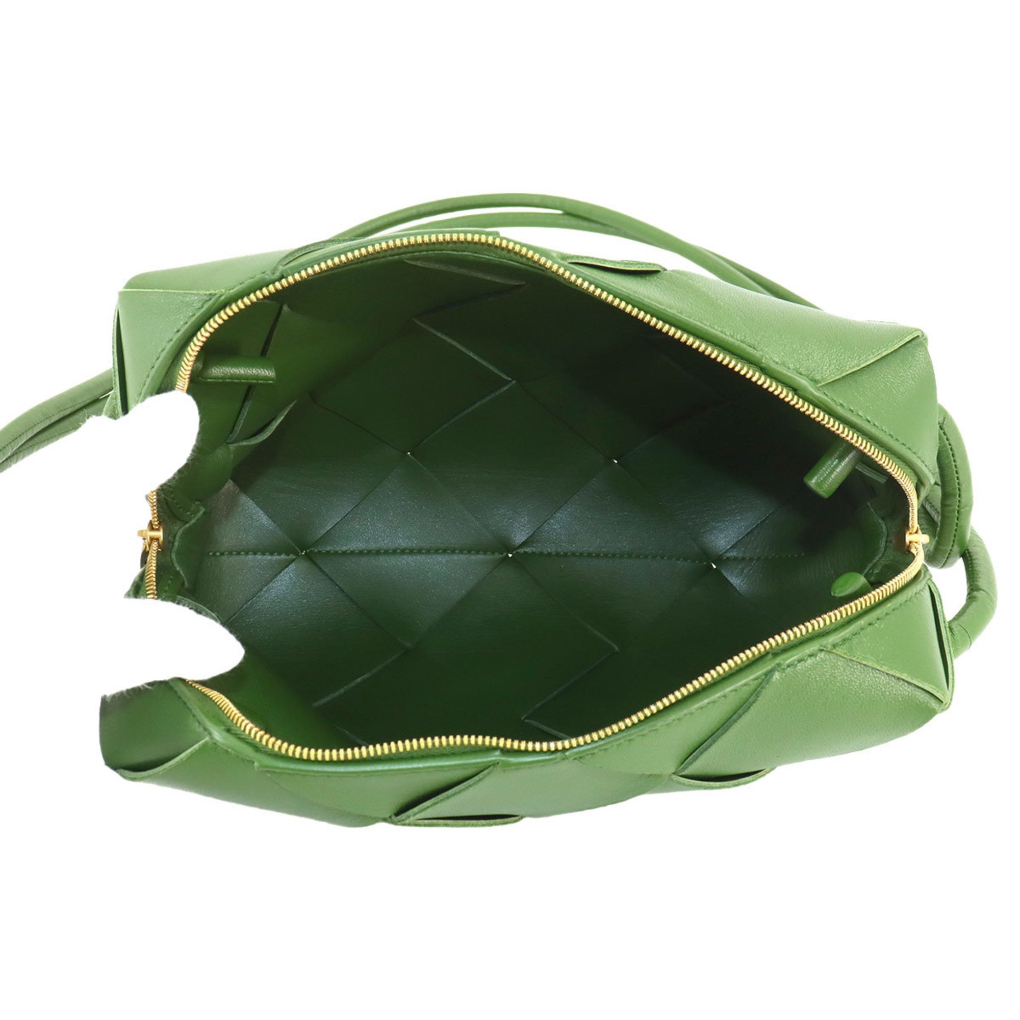 BOTTEGA VENETA Intrecciato Small Cassette Camera Shoulder Bag Leather Green 709417