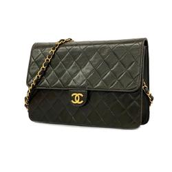 Chanel Shoulder Bag Matelasse Chain Lambskin Black Women's