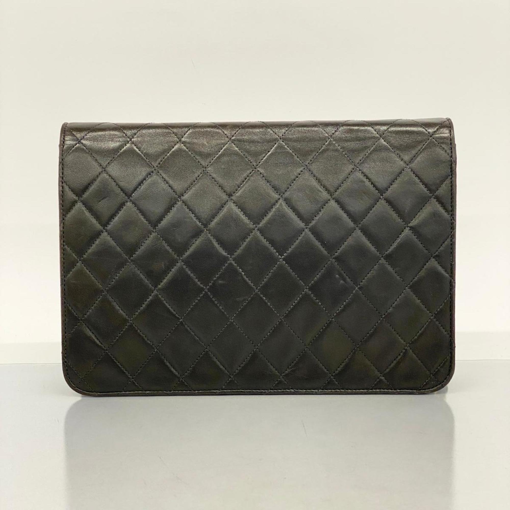 Chanel Shoulder Bag Matelasse Chain Lambskin Black Women's