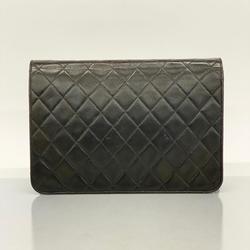 Chanel Shoulder Bag Matelasse Chain Lambskin Black Women's