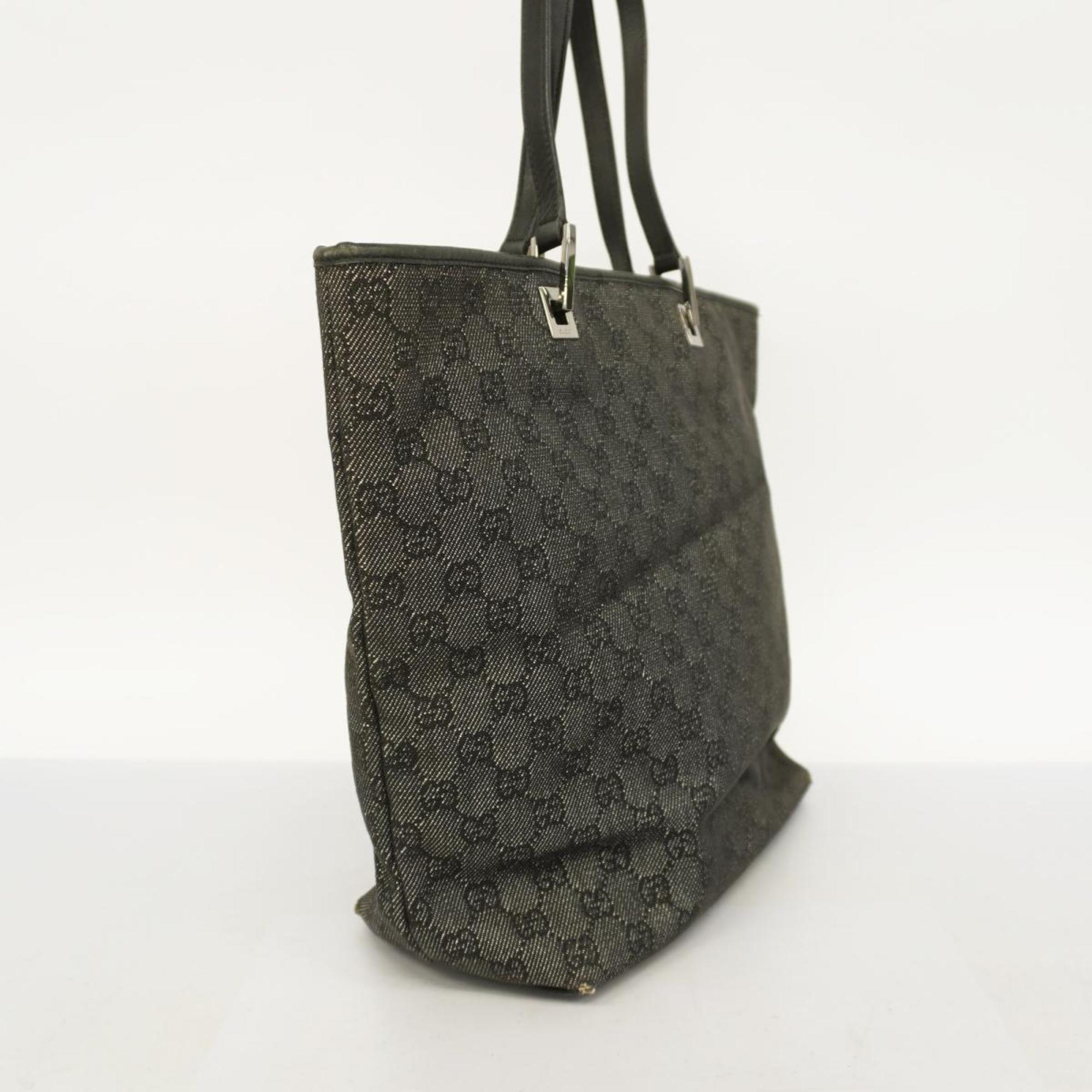 Gucci Tote Bag 31243 Denim Grey Black Women's