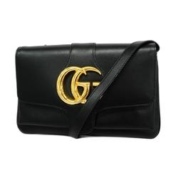 Gucci Shoulder Bag GG Marmont 550129 Leather Black Women's