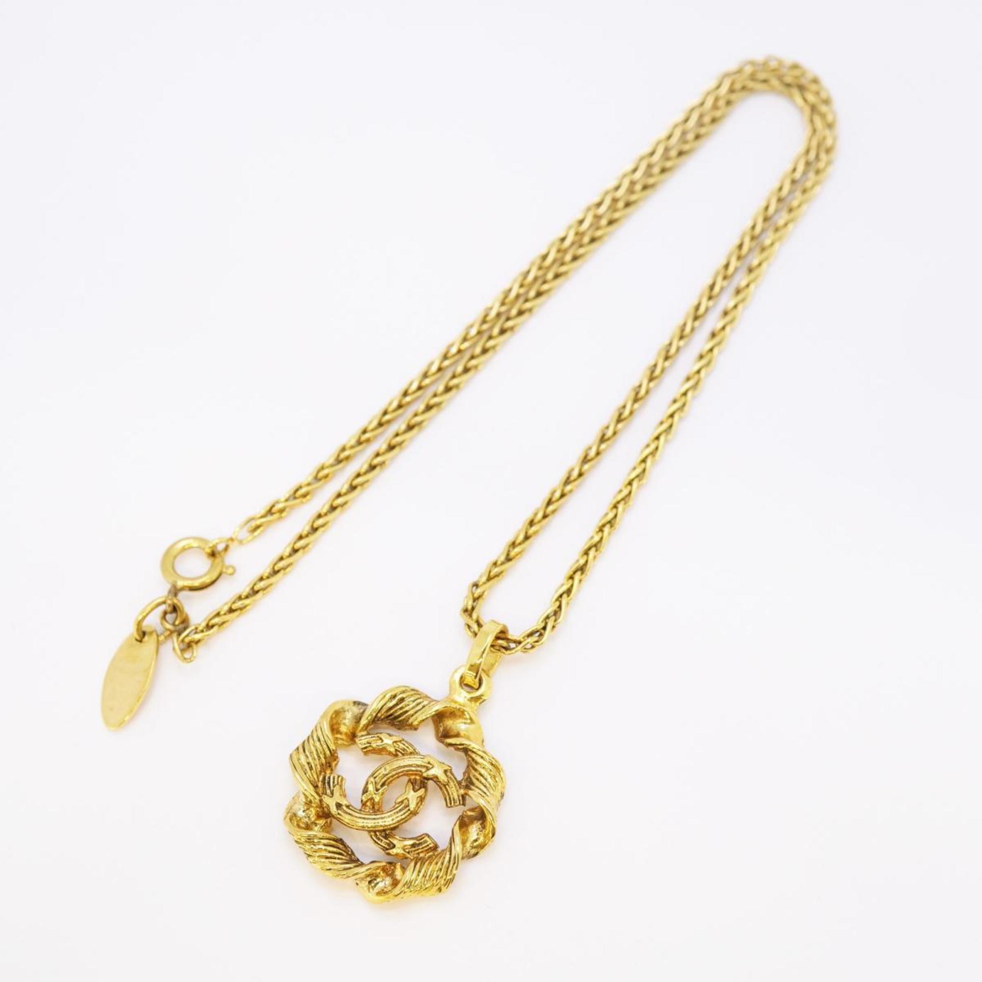 Chanel Necklace Coco Mark Circle GP Plated Gold Women's