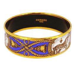 Hermes Bangle, GM enamel, horse, GP plating, cloisonné, gold, multi-color, for women