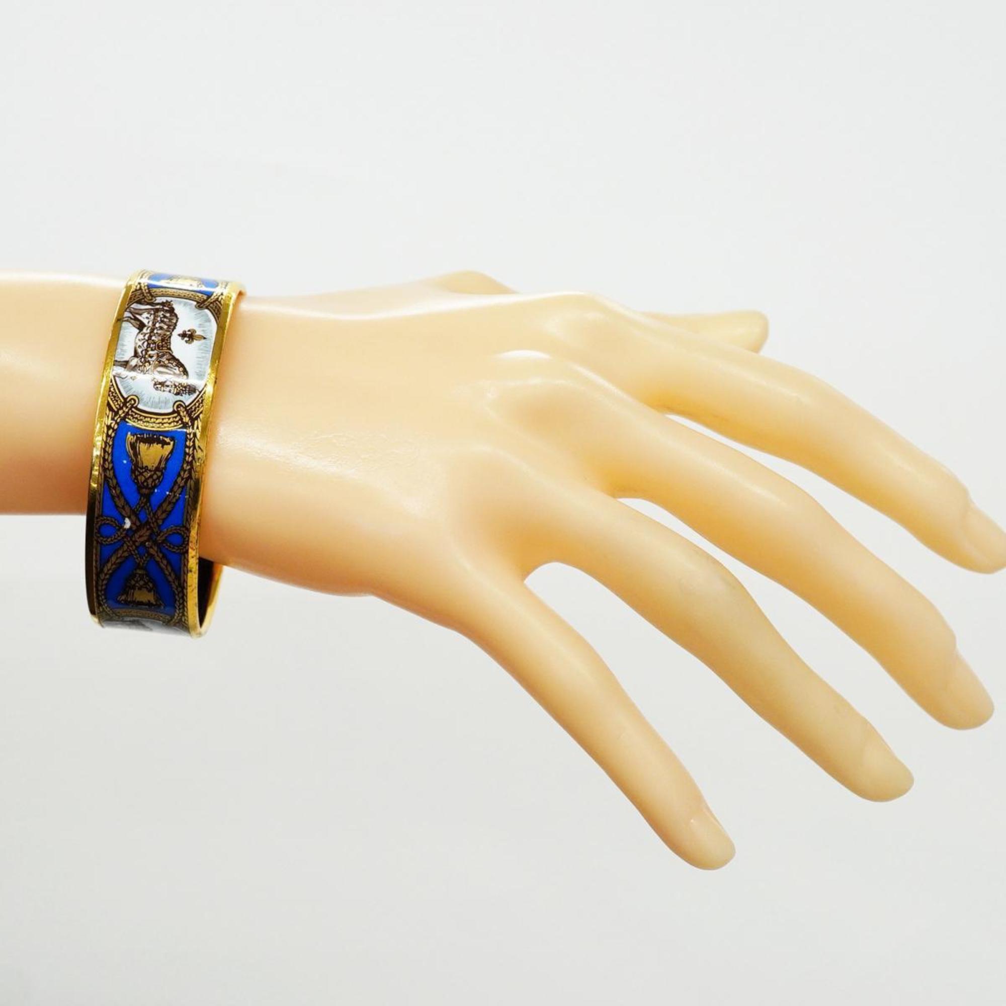 Hermes Bangle, GM enamel, horse, GP plating, cloisonné, gold, multi-color, for women