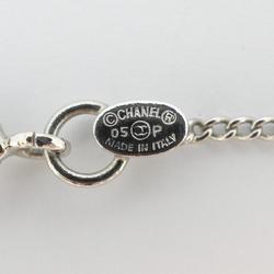 Chanel Necklace Coco Mark Camellia Metal Silver White Black 05P Women's