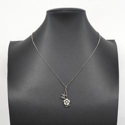 Chanel Necklace Coco Mark Camellia Metal Silver White Black 05P Women's