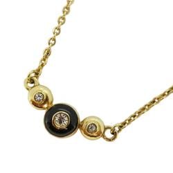 Christian Dior Necklace Circle Rhinestone GP Plated Gold Black Women's