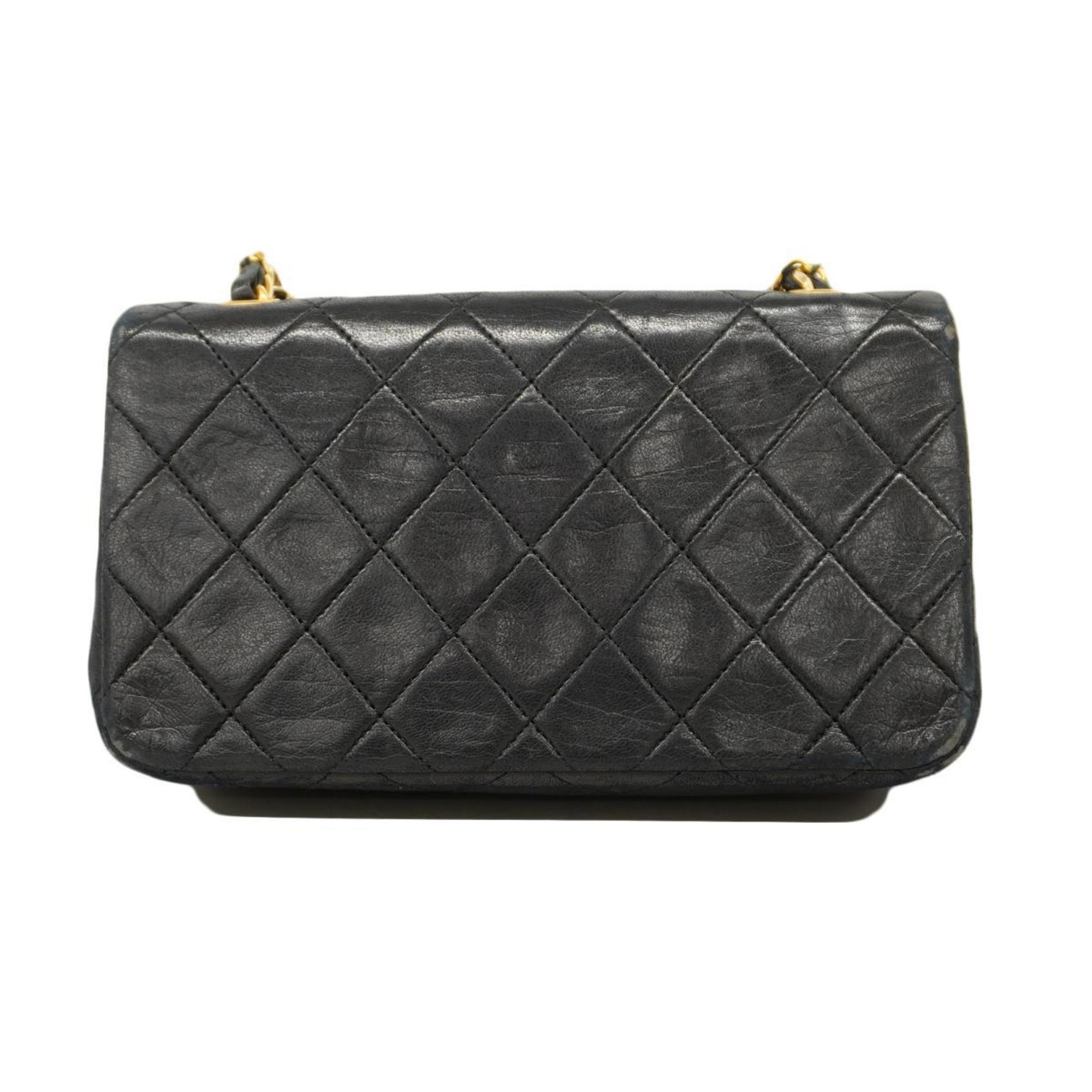 Chanel Shoulder Bag Matelasse Chain Lambskin Black Women's