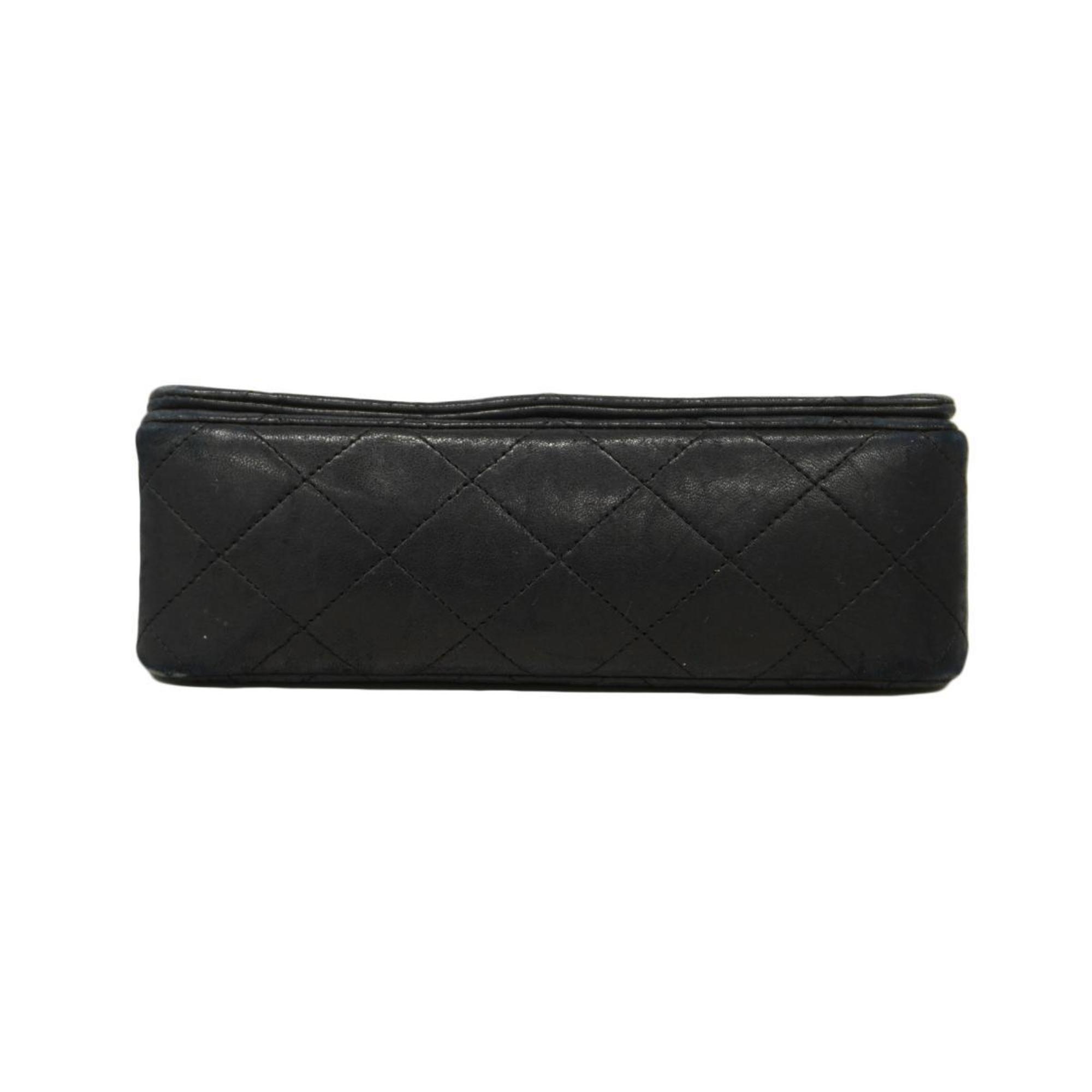 Chanel Shoulder Bag Matelasse Chain Lambskin Black Women's