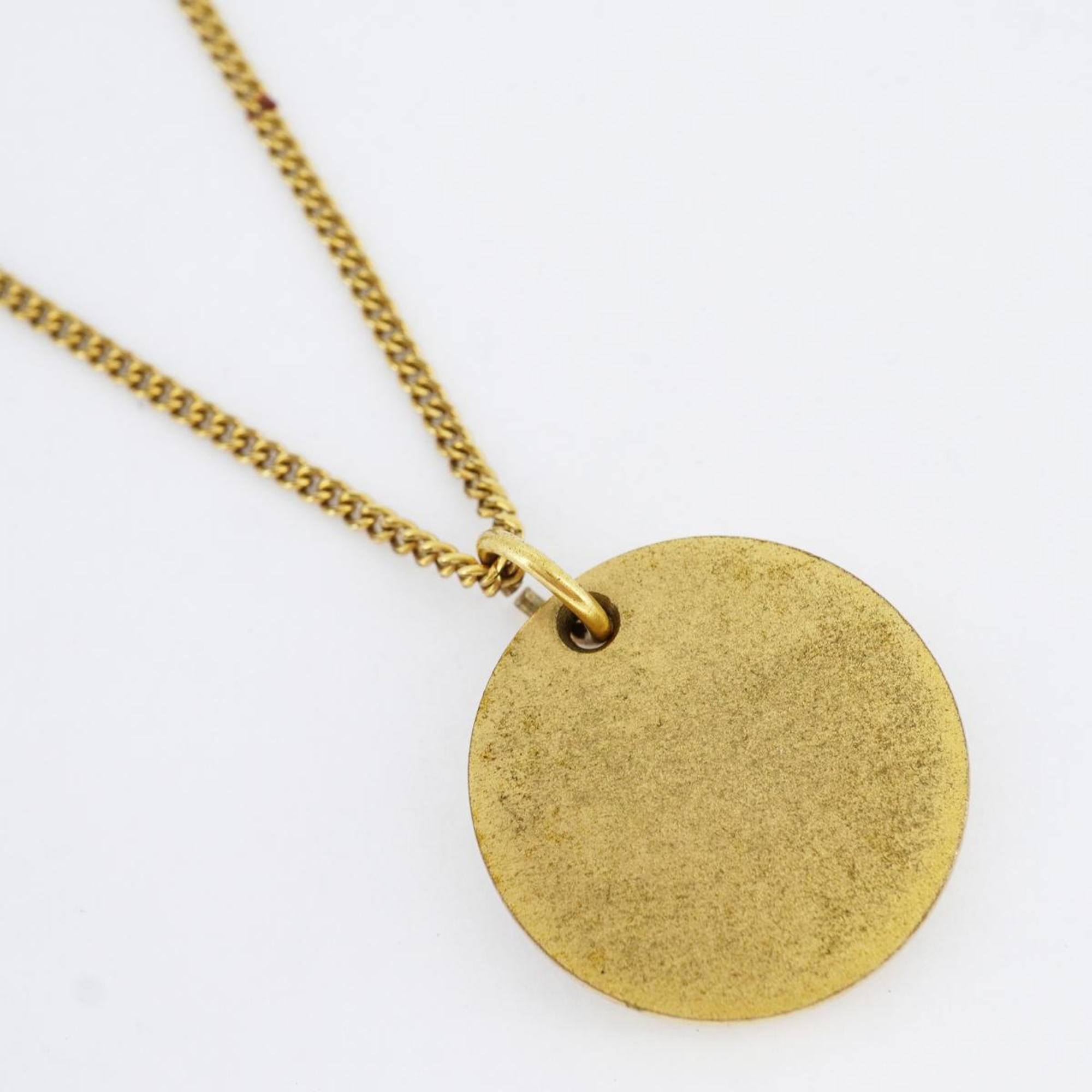 Christian Dior Necklace Circle GP Plated Gold Women's