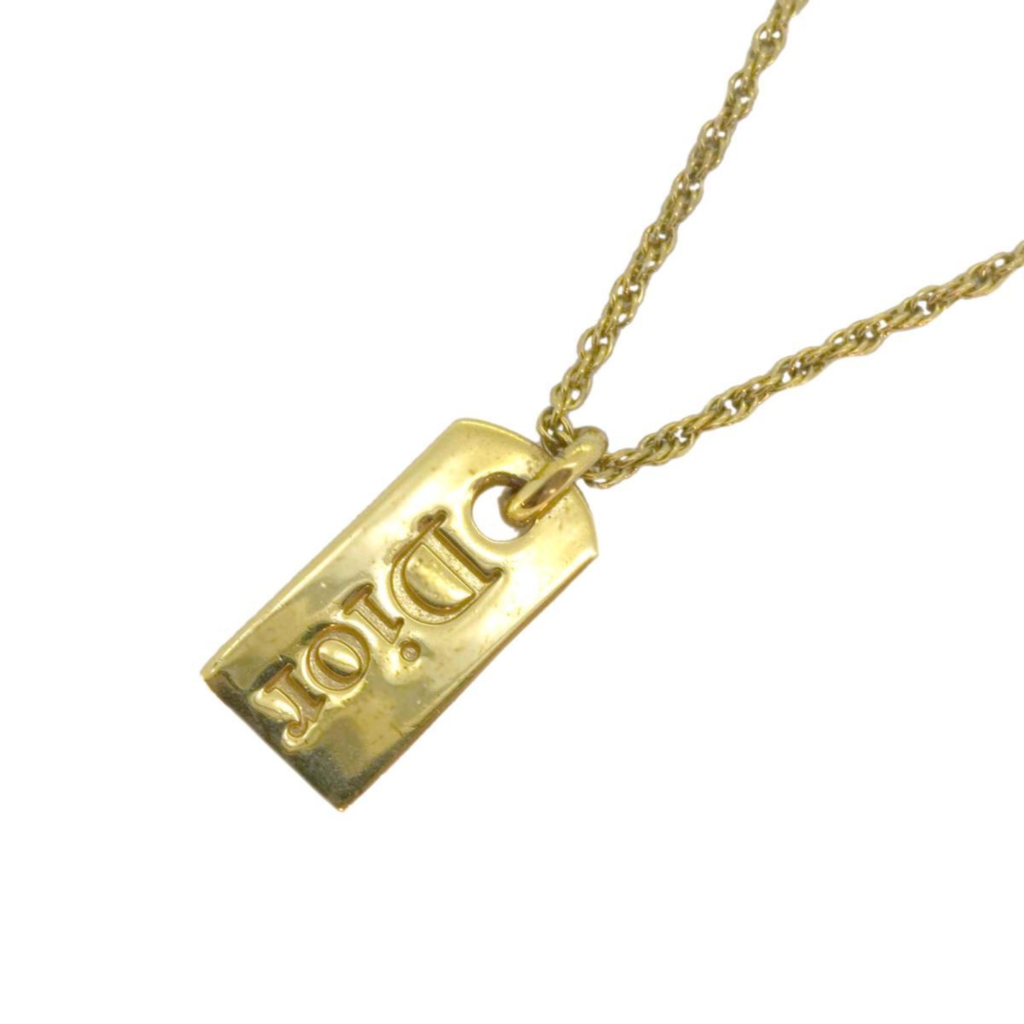 Christian Dior Necklace Plate GP Plated Gold Women's