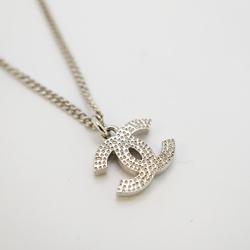 Chanel Necklace Coco Mark Rhinestone Metal Silver F12V Women's