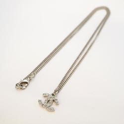 Chanel Necklace Coco Mark Rhinestone Metal Silver F12V Women's