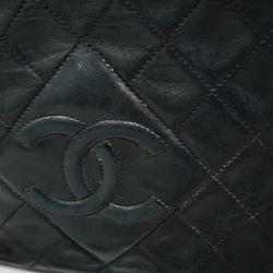 Chanel Shoulder Bag with Matelasse Chain Lambskin Black Women's