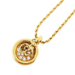 Christian Dior Necklace CD Circle Rhinestone GP Plated Gold Women's