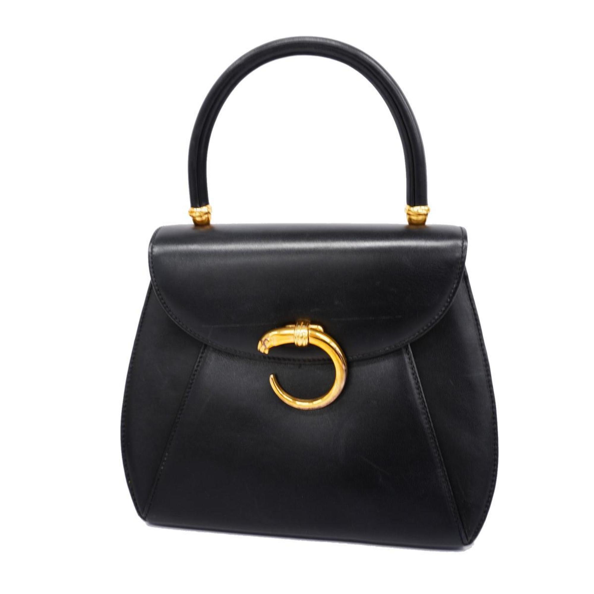 Cartier handbag panthere leather black ladies